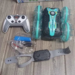 Amphibious All-Terrain RC Stunt Car, 2.4GHz Dual Control RC Car with Gesture Sensor remote