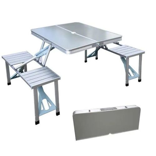Aluminum foldable camping table with four seats