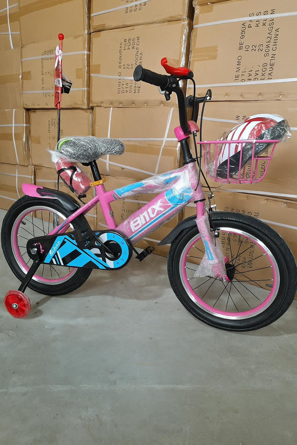 New BMX size 16 kids bike with dide wheels + free helmet