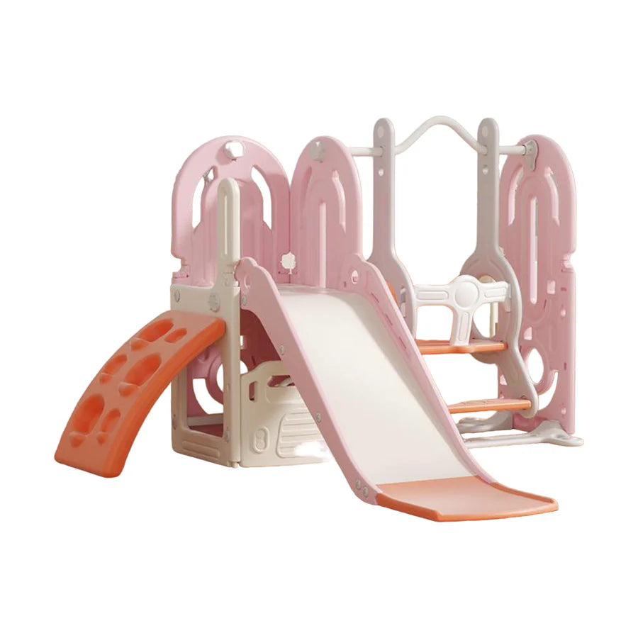 4-in-1 Toddler Playground Set Swing, Slide, Climber, and Basketball Hoop Backyard ad Indoor slide Playset for Boys and Girls,Easy to Assemble Blue Play Equipment for Kids