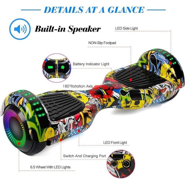 Electric Hoverboard – 6.5” LED Smart Self-Balancing Scooter with Bluetooth Speaker