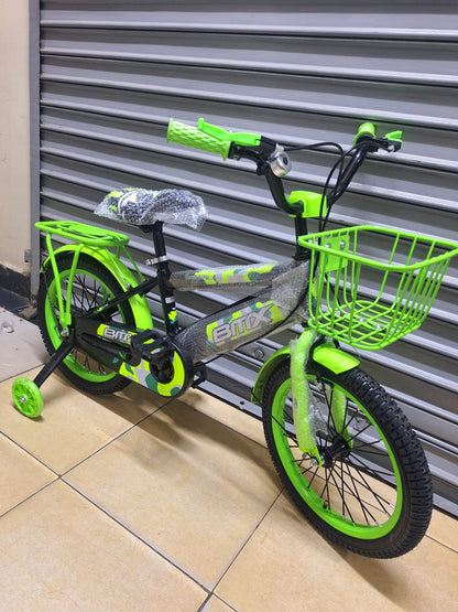 size 16 BMX kids bike with carrier and front basket + side wheel with lights(4-7years)