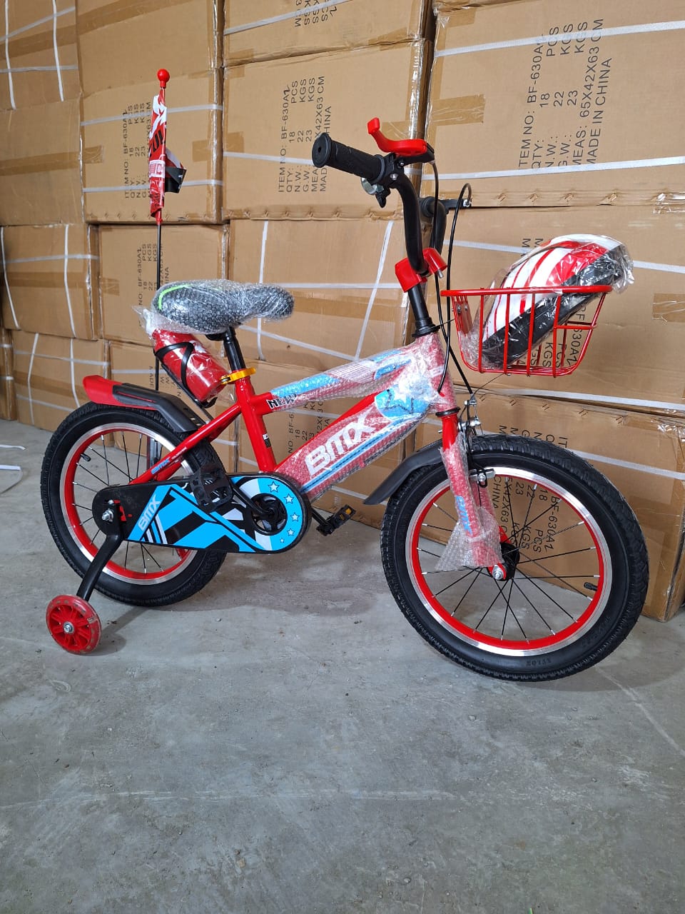 New BMX size 16 kids bike with dide wheels + free helmet