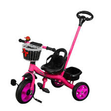 Kids push tricycle with front and rear basket+ seatbelt