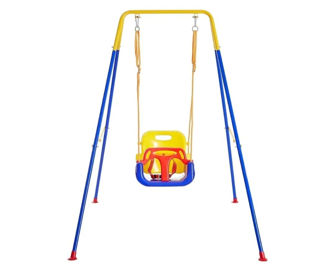 3-in-1 Toddler Swing Set with 4 Sandbags, Indoor/Outdoor Baby Swing