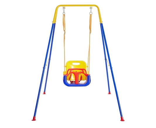 3-in-1 Toddler Swing Set with 4 Sandbags, Indoor/Outdoor Baby Swing
