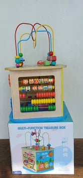 Wooden Activity Cube for Toddlers, 5-in-1 Educational Learning Toy, Bead Maze